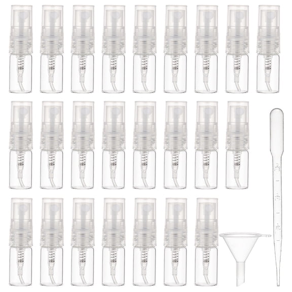 40pcs 2ml Mini Fine Mist Spray Bottle Refillable Sample Bottle with Transparent Plastic Lid 10pcs Dropper and 4pcs Funnel for Perfume Lotion Travel