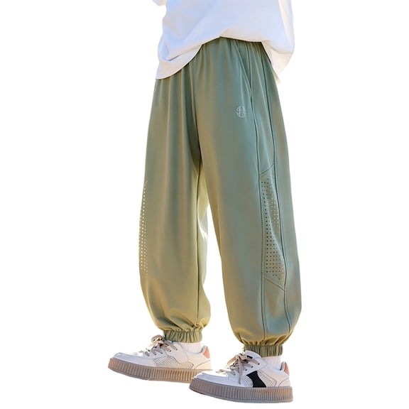 Ruyang Boys Girls Baggy Jogger Pants Casual Elastic Waist Straight Wide Leg Open Bottom Breathable Athletic Joggers Sweat Track Pant