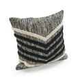 thumbnail image 4 of Ox Bay Faith 18" x 18" Black/Ivory Chevron Shag Cotton Adult Decorative Throw Pillow, 4 of 7
