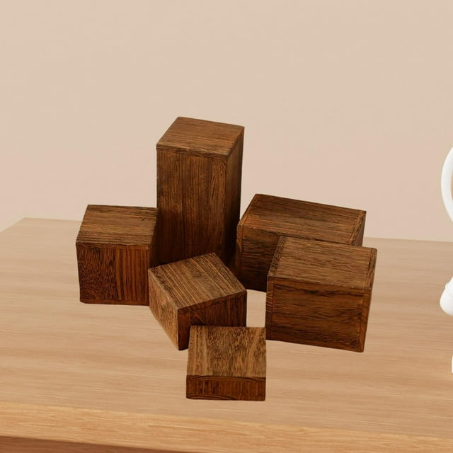 6 soportes de madera cuadrados para perfumes, cupcakes, joyas rústicas, expositores para armarios, dormitorios, objetos de colección y cocina. Color de la madera