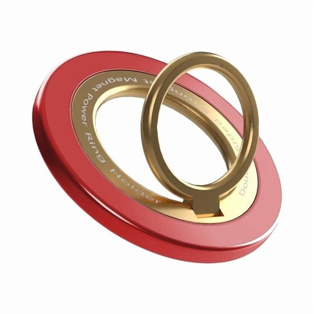 wonima44 Magnetic Phone Ring Holder for MagSafe,【Two-Sided Magnetic】 360° Rotation Magnet Phone Grip for iPhone 16/15/14/13/12 Series/Samsung/Google(Red with Gold)