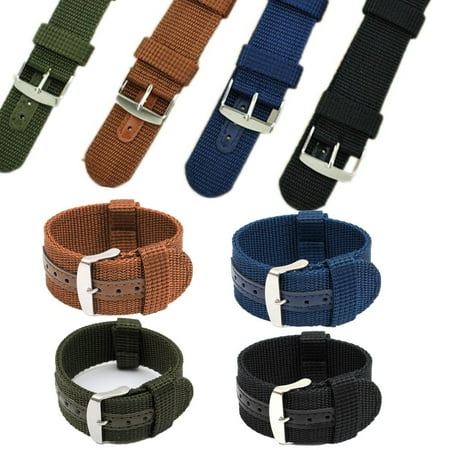 Mens 22mm Watch Bands Mrosaa Premium Ballistic Nylon Watch Bands Zulu Style with Stainless Steel Buckle Width 18mm 20mm 22mm 24mm ()