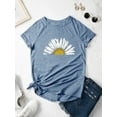 thumbnail image 3 of QAFOPEH Women Crew Neckline Short Sleeve Personalized Half Sunflower T-Shirt Top, 3 of 5