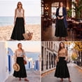 thumbnail image 6 of JIRNYORLL Womens Smocked Tiered Maxi Skirt with Pockets Drawstring Elastic High Waisted A Line Long Skirts, Black L, 6 of 6