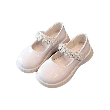 

Toddler Kids Baby Girls Mary Jane Soft Soled Rhinestone Princess Shoes First Walk Casual Shoes Beige 5 Years-5.5 Years