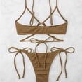 thumbnail image 4 of Soidarity Conjunto de bikinis sexy Traje de baño de piezas con correa enlazada linda Traje de baño amigable con la piel Ropa de playa liviana Traje de baño Color café METRO Soidarity OD031957-02, 4 of 6
