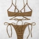 thumbnail image 3 of Soidarity Conjunto de bikinis sexy Traje de baño de piezas con correa enlazada linda Traje de baño amigable con la piel Ropa de playa liviana Traje de baño Color café METRO Soidarity OD031957-02, 3 of 6