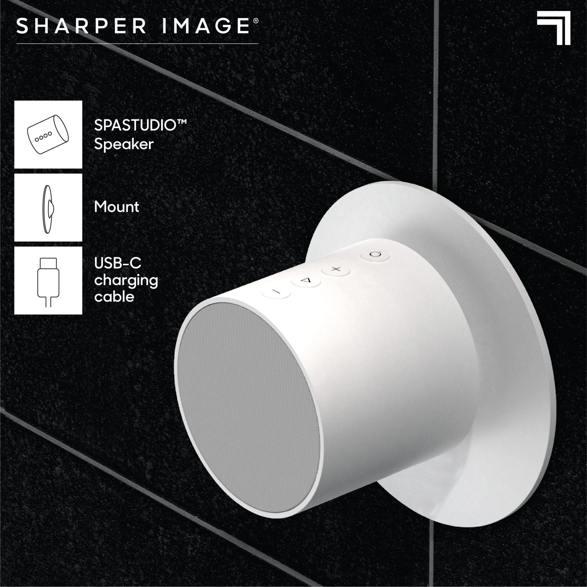 Sharper Image® SpaStudio™ Waterproof Bluetooth Speaker, with Magnetic Mount and Rechargeable Battery