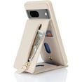 thumbnail image 5 of for Google Pixel 7 Case with Card Holder for Women, for Google Pixel 7 Phone Case Wallet with Credit Card with Ring Kickstand Zipper Shockproof Slim Stand Case - Warm White, 5 of 13