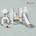 thumbnail image 1 of ChaoLink Juego 7 en 1 de tobogán y columpio para niños pequeños, escalador con tobogán independiente con columpio y aro de baloncesto, juego de bolos, fútbol y lanzamiento de aros, 1 of 8