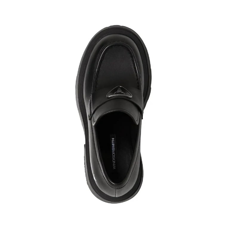 Windsor Smith Womens Black Leather Platform Loafers Shoes