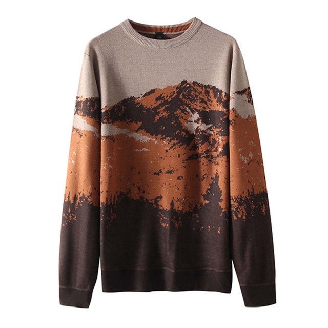 Pullover Sweaters for Men Loose Fit Men's Sweater with Color Block and Long Sleeve, Round Neck, Pullover Style Men's Pullover Sweaters