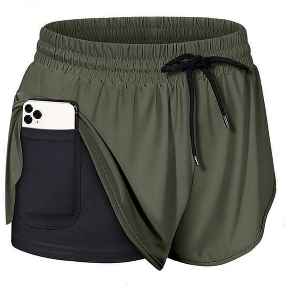 Women's Running Shorts with Zip Pockets High Waisted 2024 Athletic Workout Gym Shorts for Women with Liner