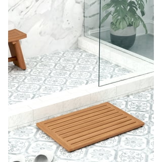  Shower Platform for Camping, Teak Bath Mats for Bathroom Floor  Shower Stall Corner, Elevated Square Sector Diamond Slatted Foot Mats/Pad  (A 45x45x4.3cm) : Home & Kitchen