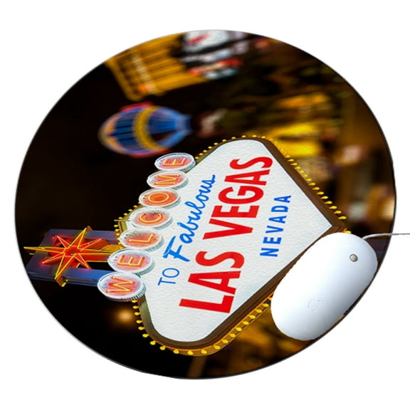 KuzmarK Round Mousepad / Hot Pad / Trivet - Fabulous Las Vegas