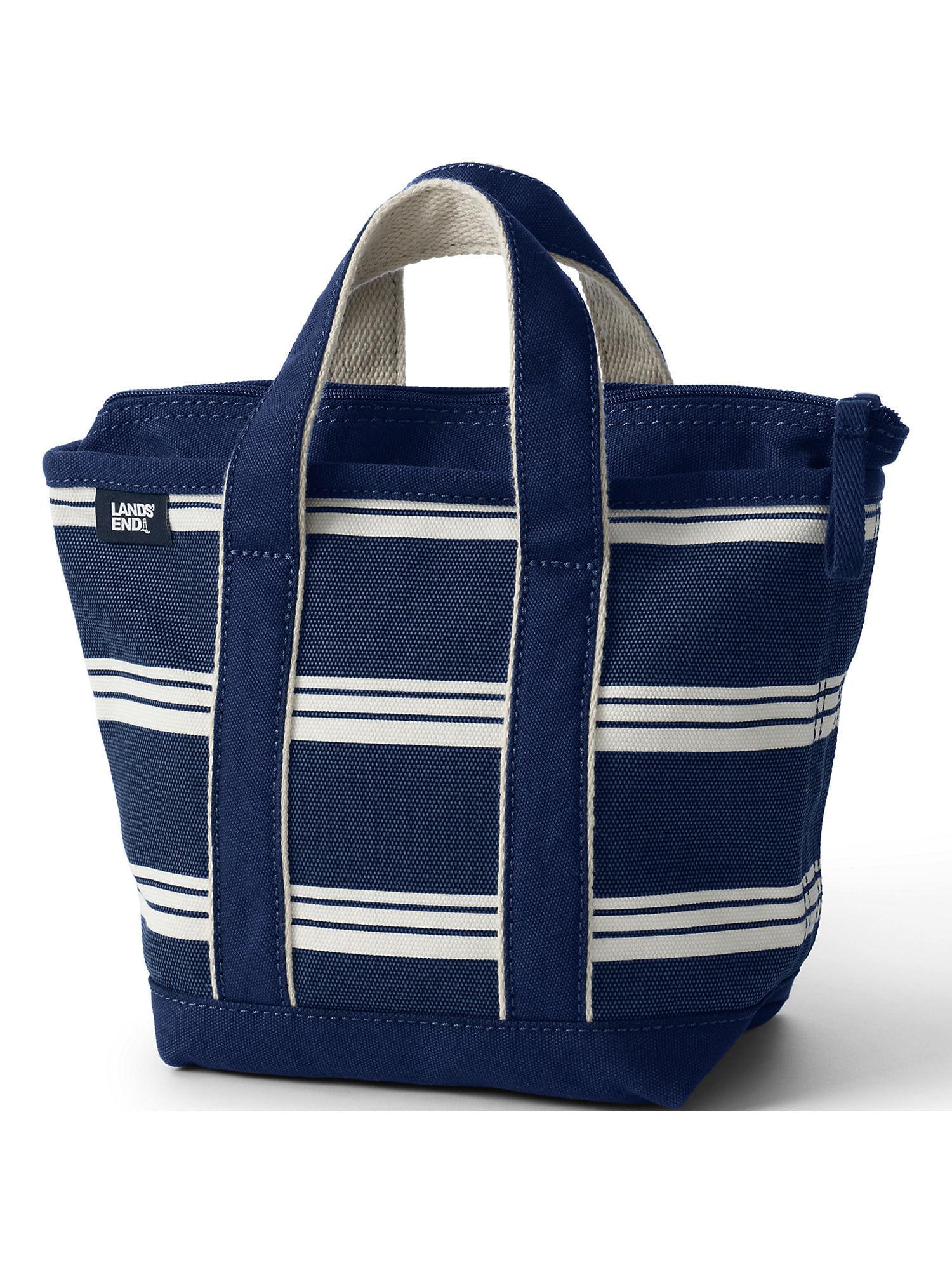  Lands' End Natural Long Handle Zip Top Canvas Tote Natural/true  Navy No SzSmall : Clothing, Shoes & Jewelry