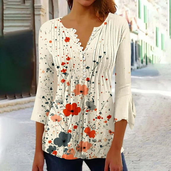 Womens 3/4 Sleeve Shirts Casual Summer Blouses for Older Women 2025 Vacation T Shirts for Women Loose Fit Workout Plus Size Blouses for Women Summer my items ordered