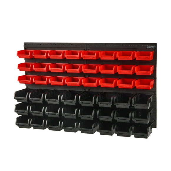 VEVOR Wall Mounted Storage Bins, 48-Bin Parts Rack Organizer Garage Plastic Shop Tool with Wall Panels, Tool Organizer for Nuts, Bolts, Screws, Other Small Parts