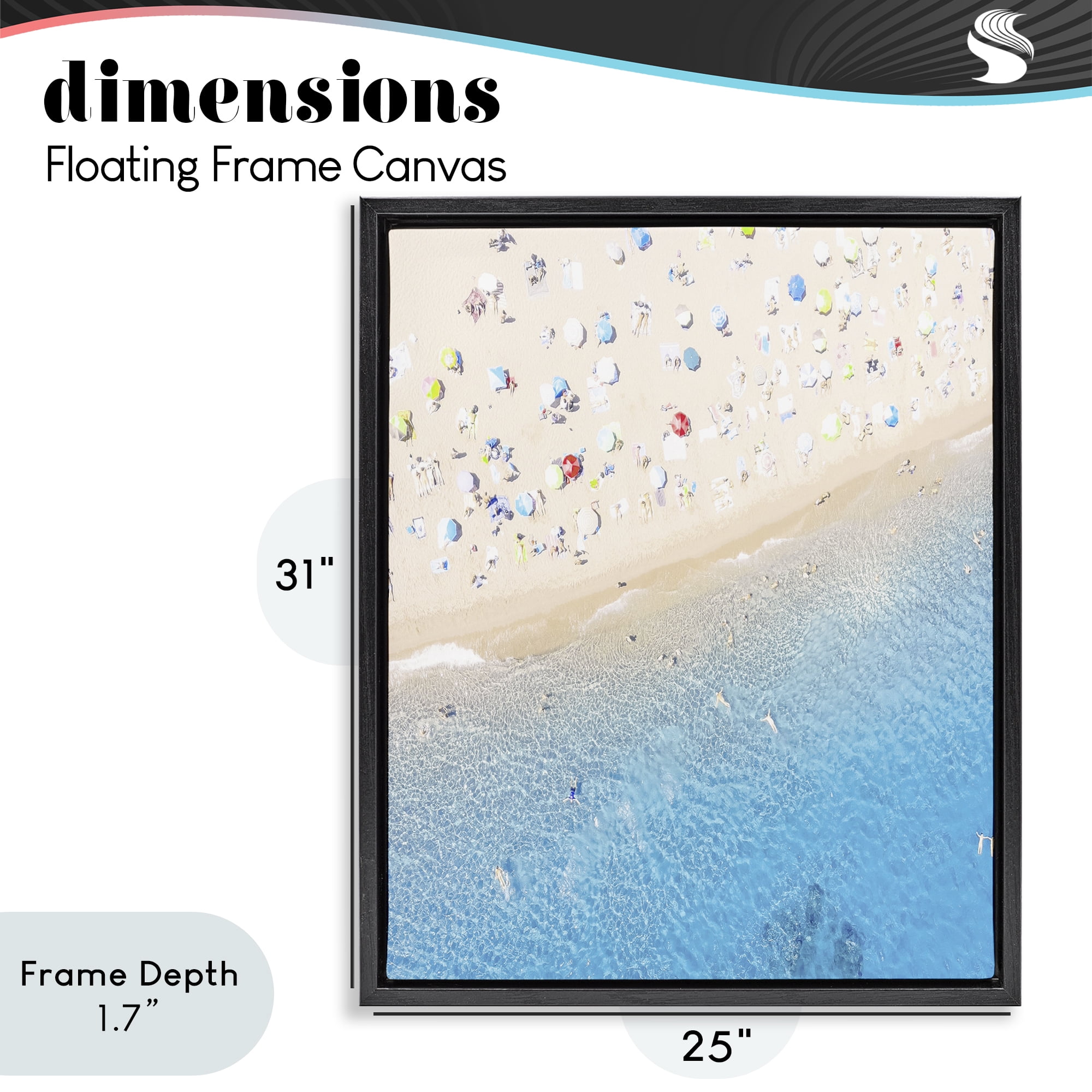Stupell Industries Happy Beach in Summer Black Framed Floater Canvas Wall Art, design by Leah Straatsma