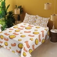 thumbnail image 2 of Ambesonne Emoji Fitted & Top Sheet Set with Sham, Starry Eyes Smiling Faces, Rose Mustard, 2 of 5