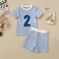 thumbnail image 2 of Toddler Baby Boy Clothes Summer Outfits 2nd Birthday Funny Embroidery Short Sleeve Shirt & Shorts, Cute Birthday Clothes 18-24 Months, 2 of 6