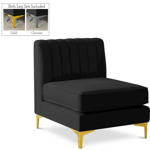 Meridian Furniture Alina Black Velvet Armless Chair