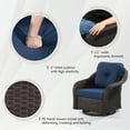 thumbnail image 5 of MeetLeisure 1 Pieces Outdoor Patio Furniture Wicker Swivel Chair with Cushions for Backyard, Navy, 5 of 9