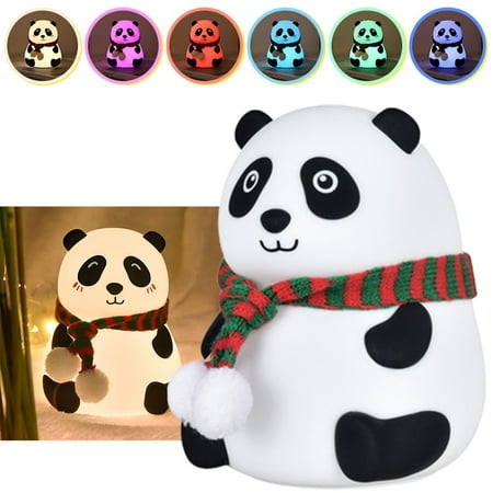 

Cute panda LED light 7 Colors Changing Lovely Panda Night Lights Lamp Rechargeable Timer Auto Shut-Off Silicone Led Nightlight Portable Holiday Gifts Light For Baby Bedroom Toddler Girls