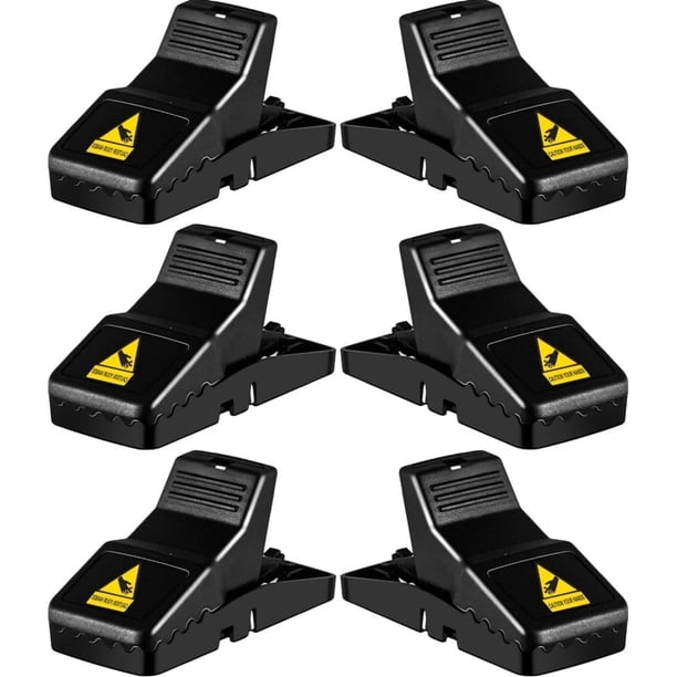 Trampas para ratones grandes, trampas para ratones de interior para el hogar, trampas para matar instantáneamente para ardillas, ratas y ratones, configuración rápida, paquete de 6, negro
