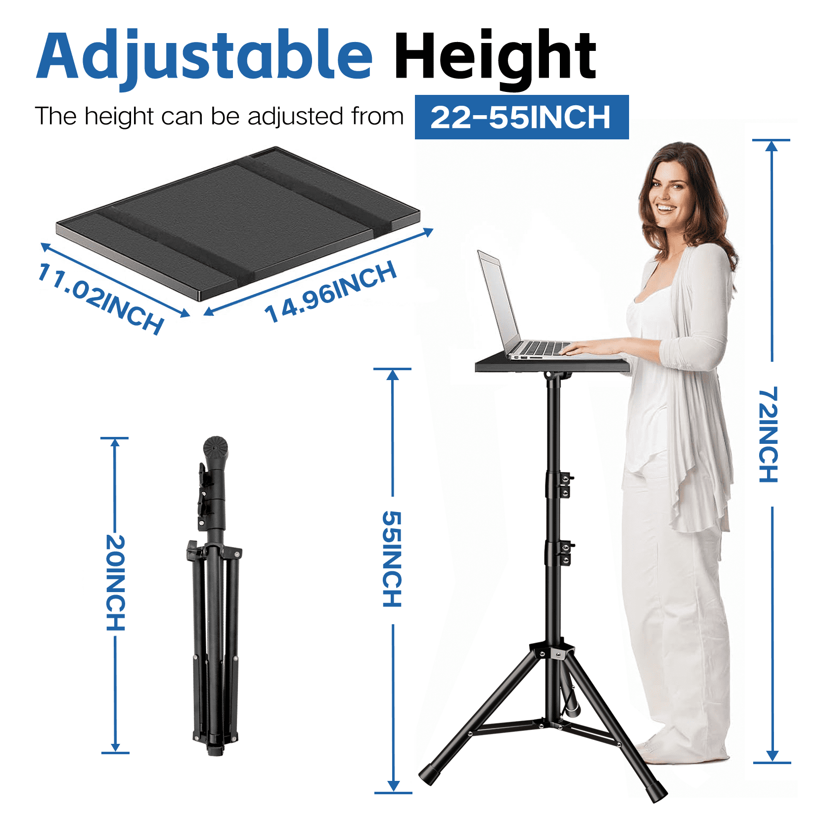 Projector Stand, Laptop Tripod Stand Adjustable Height 22 to 54 Inch,Projector Tripod,Tripod for Projector,DJ Equipment,Projector Tripod Stand for Outdoor Movies,Office, Home, Stage or Studio