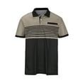 thumbnail image 4 of ZCFZJW Men's Golf Polo Shirts Short Sleeve 1/4 Button up Collar Tennis Shirt Color Block Striped Classic Fit Business Work Athletic T-Shirt Tops Khaki M, 4 of 6