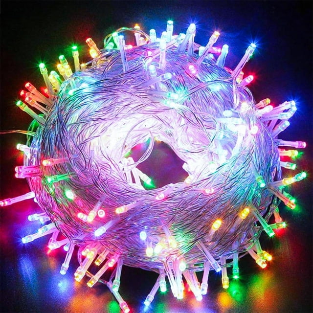 Cadena de luces JACUXLSS de 10 m, 100 LED, multicolor, 110 V, resistente al agua