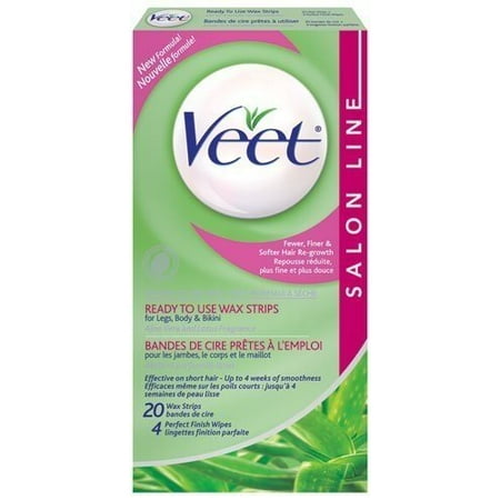 Veet Ready To Use Normal To Dry Skin Wax Strip, 20 Count