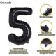 thumbnail image 2 of 40 Inch Large Black Balloons 5,Foil Helium Digital Balloons for Birthday, 2 of 5