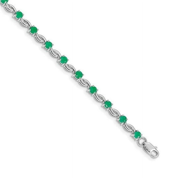 Primal Gold 14 Karat White Gold with Emerald Gemstone Bracelet
