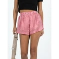 thumbnail image 3 of Nygoyerh Womens Boxer Shorts Cotton Pajama Lounge Sleep Shorts Red Gingham Shorts Beach Bottoms Elastic Waist Casual Shorts Summer Clothing for Daily Date, 3 of 7
