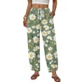 thumbnail image 2 of Wide Leg Pants Woman Flowy Palazzo Drawstring Elastic Waist Trousers with Pockets Casual Lounge, L, 2 of 5