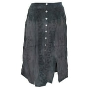 Mogul Women's Skirt Black Embroidered Button Front Rayon Flirty Skirts