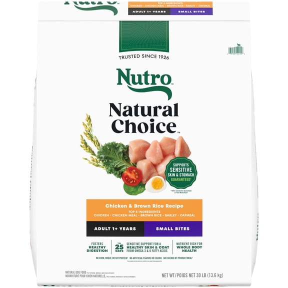 Nutro Natural Choice Adult Small Bites Chicken & Brown Rice Recipe Dry Dog Food, 30 Lb. Bag