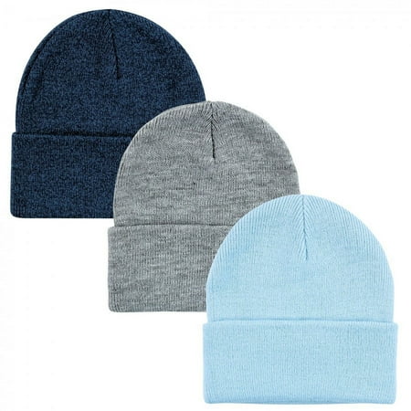UPC: 0660168151190 | Hudson Baby Family Knit Cuffed Beanie 3pk Light Blue Youth
