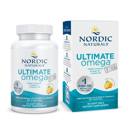Nordic Naturals Ultimate Omega Xtra Softgels, Lemon, 1480 Mg Fish Oil 60 Ct