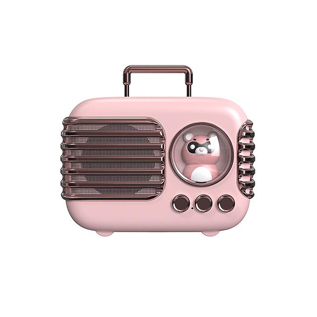 Minialtavoz inalámbrico Bluetooth con diseño retro creativo para teléfono móvil, subwoofer portátil para exteriores, pequeño audio rosa