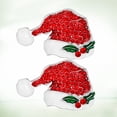 thumbnail image 4 of MasteelfCA 2Pcs Crystal Encrusted Santa Hat Brooch Stylish Creative Breastpin Cloth Accessory for Christmas Party, 4 of 7