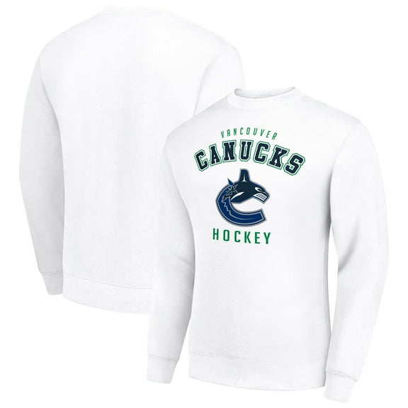 Men's Starter White Vancouver Canucks Team Logo Fleece Pullover Sweatshirt