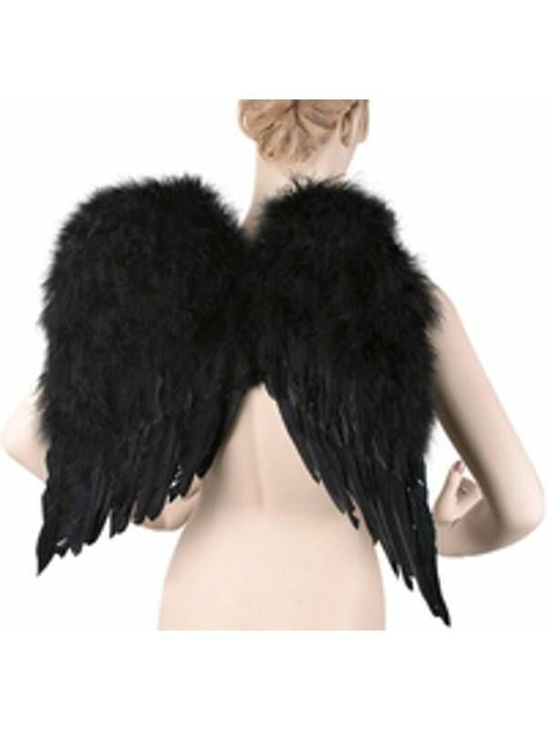 Adult Black Feathered Angel Costume Wings