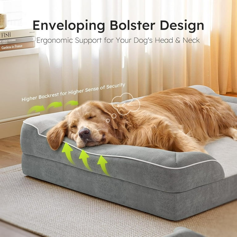 Jumbo Dog Bed for Extra Large Dogs, Orthopedic Dog Beds with Cooling Gel  Memory Foam, Waterproof Pet Bed with Removable Washable Cover, 45" Pet Sofa 