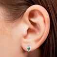 thumbnail image 3 of Lab-Created Emerald Diamond Claddagh Motive Stud Earrings in 14k White Gold, 3 of 4