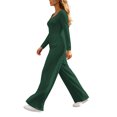 thumbnail image 7 of Bloomae Long Sleeve Jumpsuit for Women Trendy Fall Outfits Loose Fit Casual Ruched Elastic High Waist One Piece Square Neck Wide Leg Pants Romper With Pockets, 7 of 7