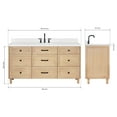 thumbnail image 2 of Ariel Monroe 66 Inch Single Oval Sink Bathroom Vanity With Carrara White Quartz Countertop 1.5 inch Edge In Oak, 2 of 7