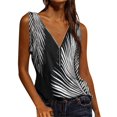 thumbnail image 1 of Gibobby Camiseta sin mangas con estampado floral y cuello en V para mujer, camiseta sin mangas con cremallera, chaleco informal, blusa(Negro,CH), 1 of 5